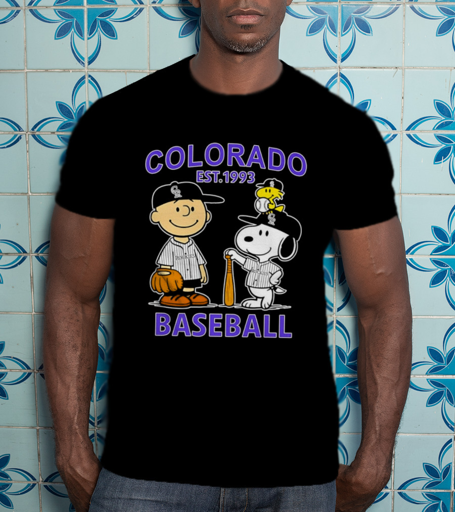 Charlie Brown Snoopy Woodstocks Colorado Baseball EST 1993 T-Shirt