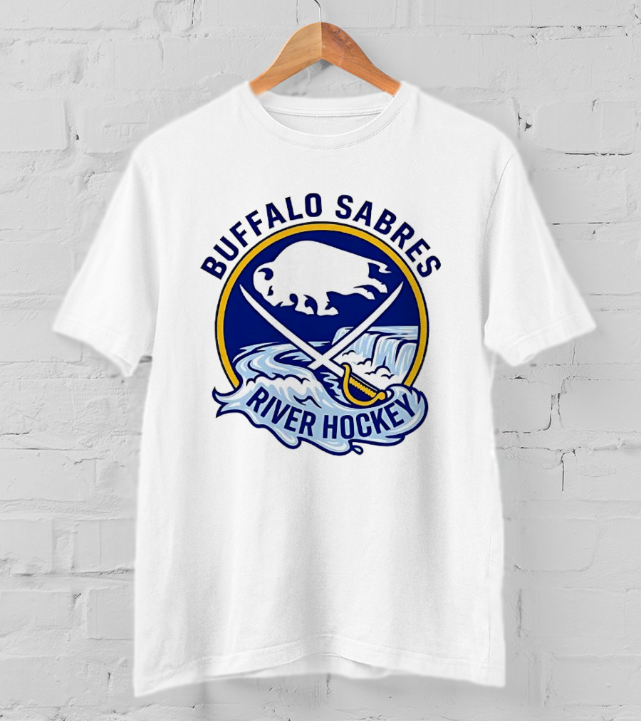 Buffalo Sabres River Hockey White Buffalo And Swords T-Shirt