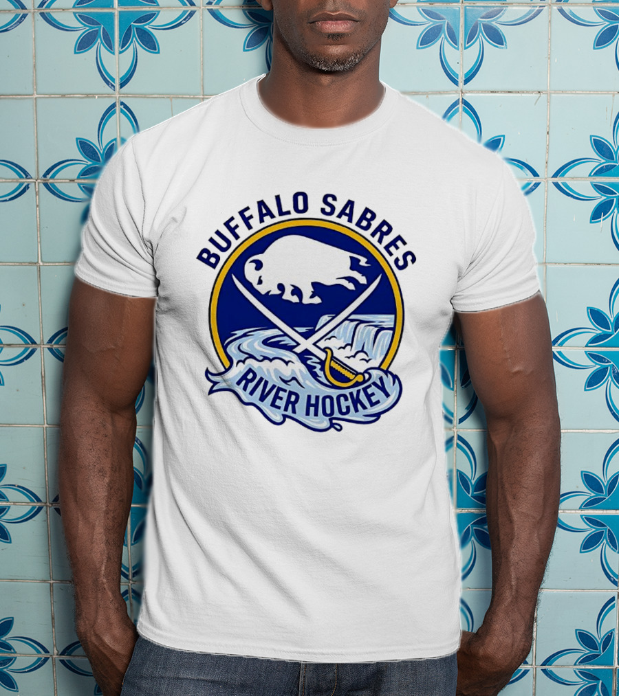 Buffalo Sabres River Hockey White Buffalo And Swords T-Shirt