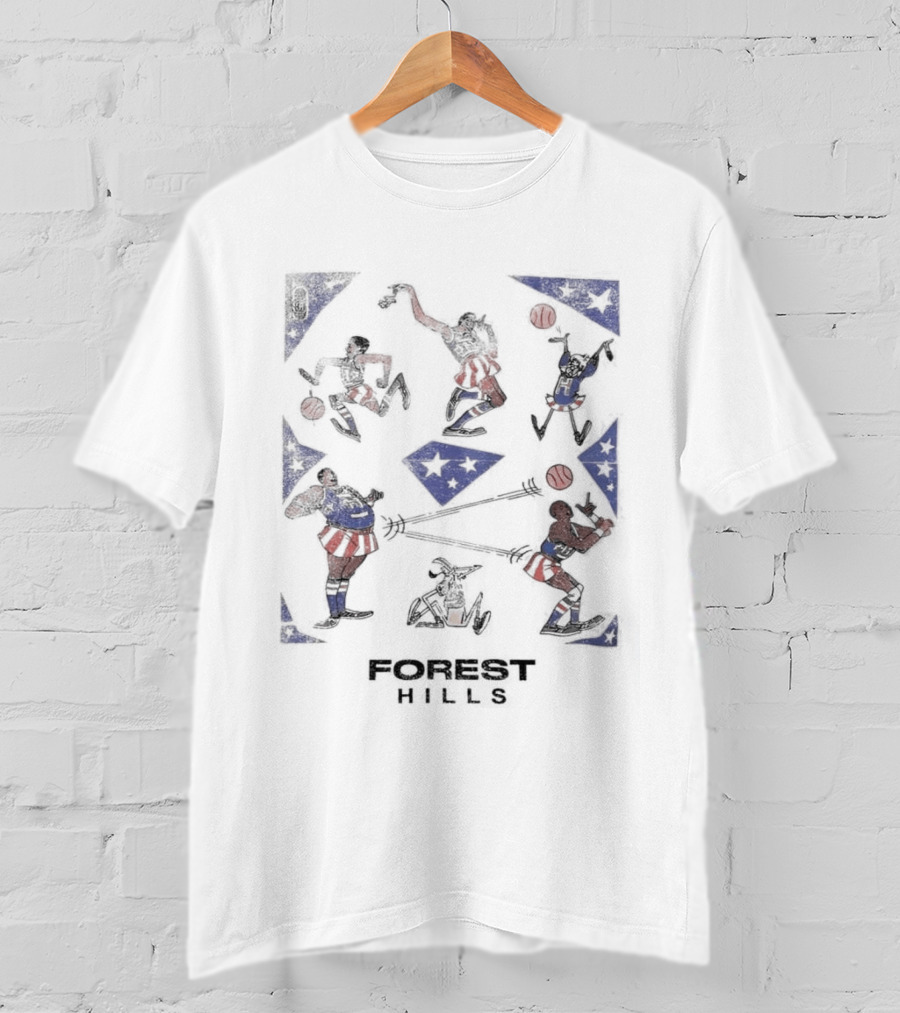 Forest Hills Basketball Cartoon Characters T-Shirt
