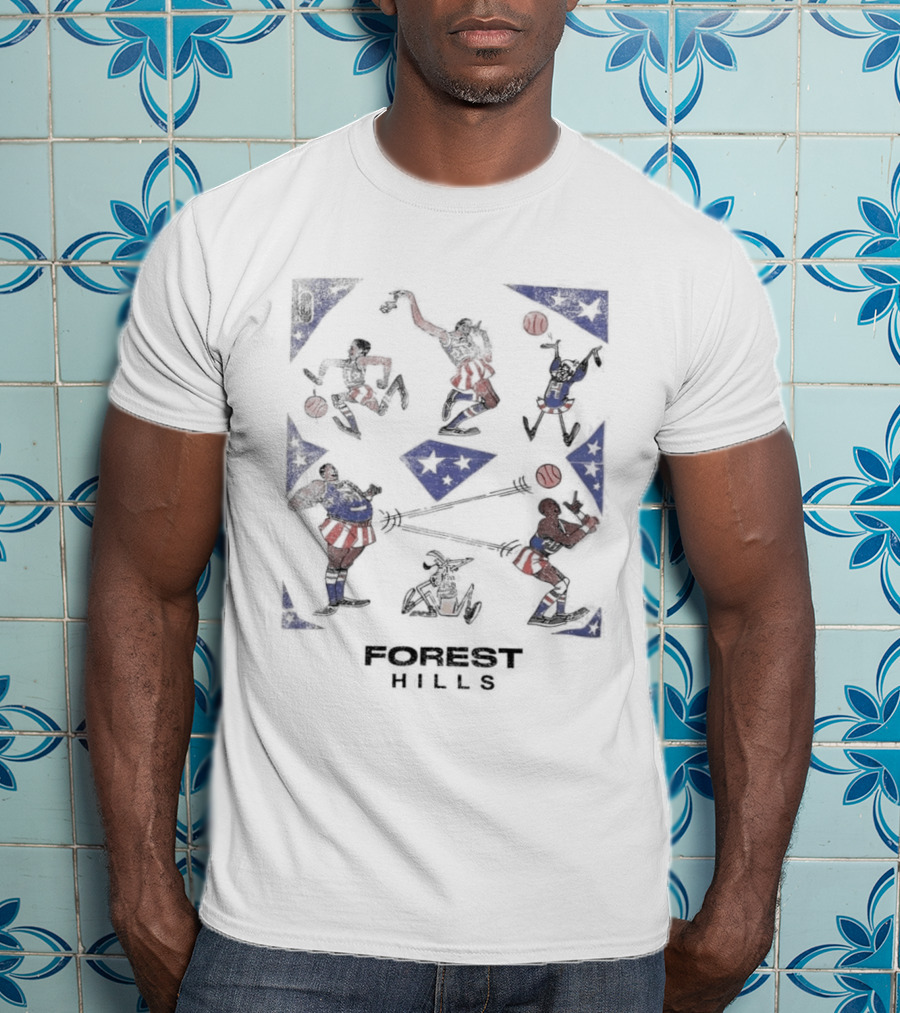 Forest Hills Basketball Cartoon Characters T-Shirt