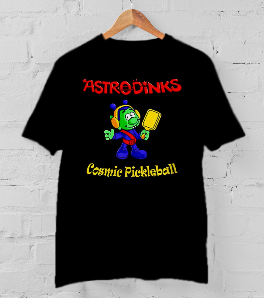 Astrodinks Cosmic Pickleball Alien With Paddle T-Shirt