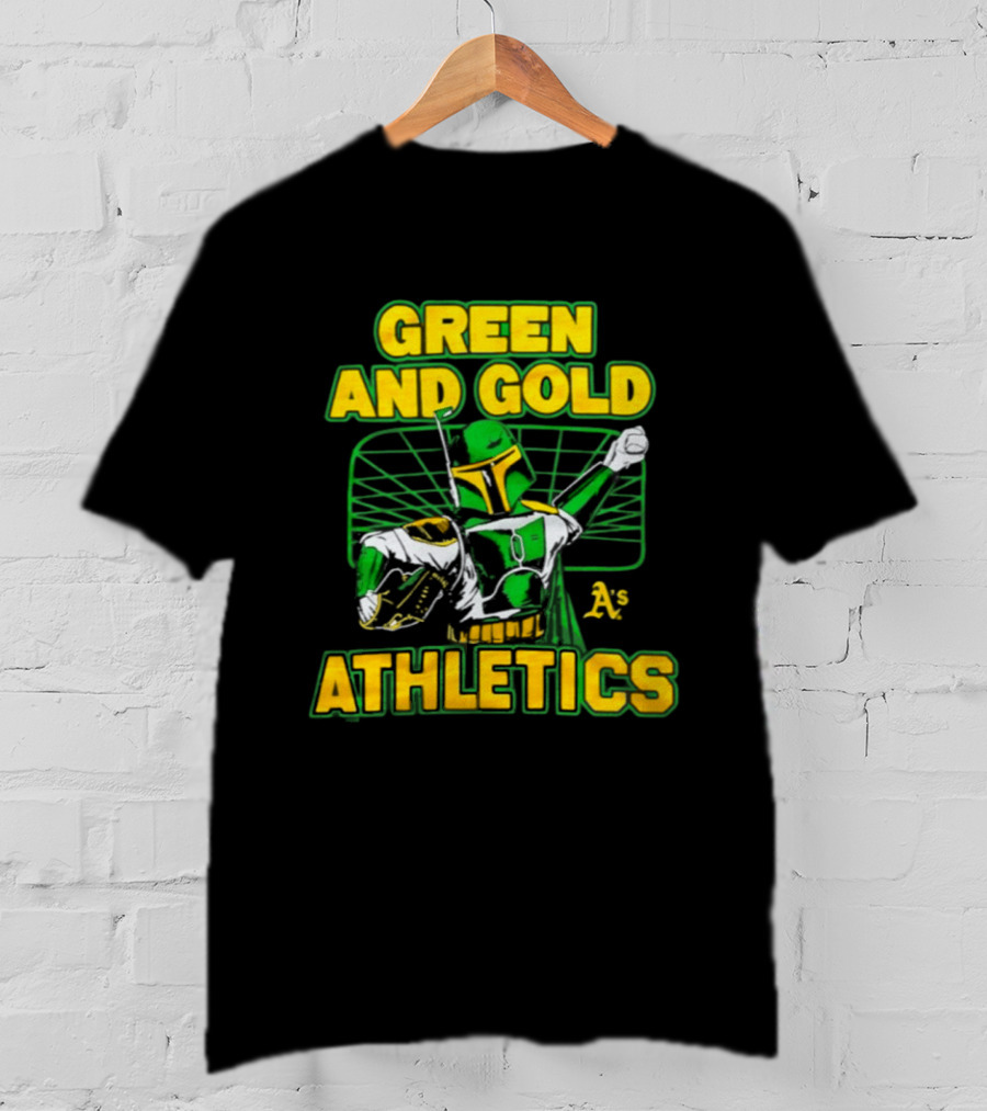Green And Gold Athletics Dark Side Star Wars Bounty Hunter T-Shirt