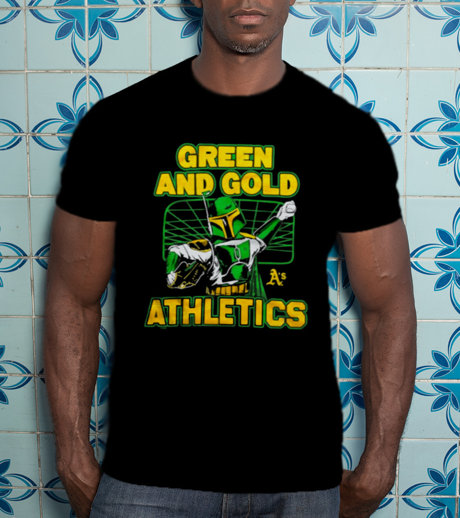 Green And Gold Athletics Dark Side Star Wars Bounty Hunter T-Shirt