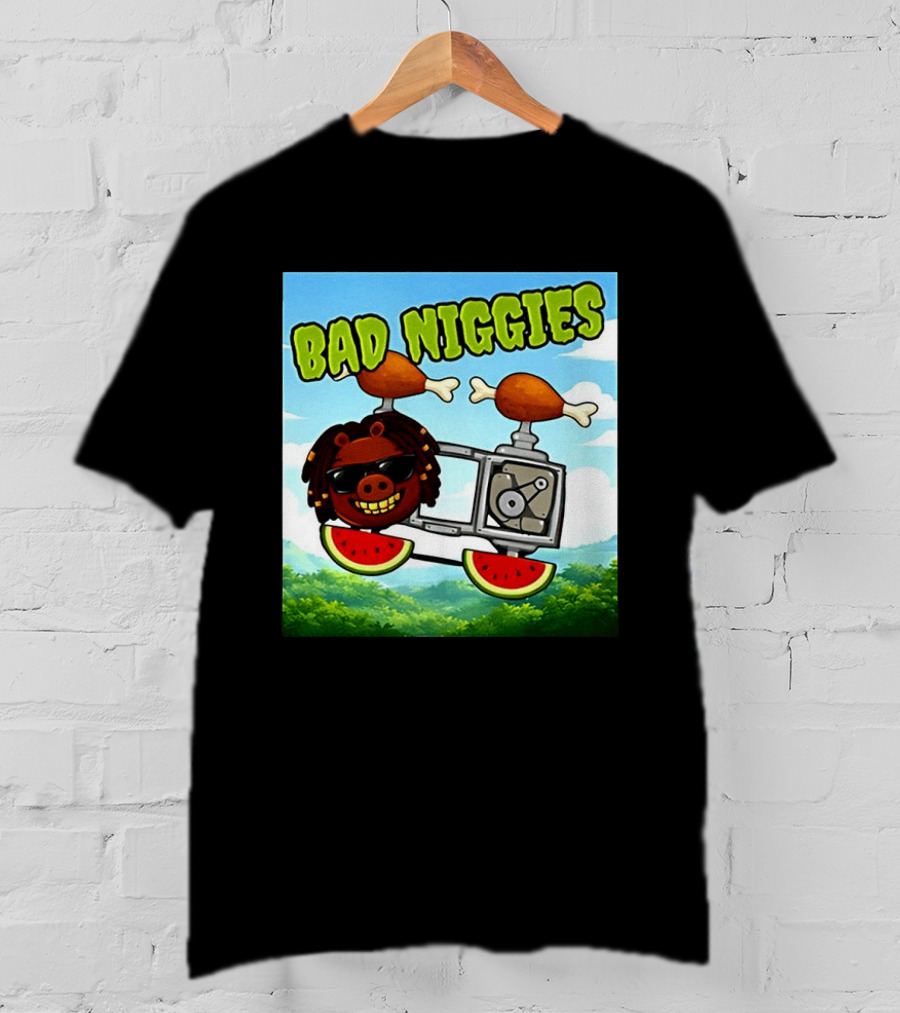 Bad Niggies Angry Birds Parody Flying Pig T-Shirt