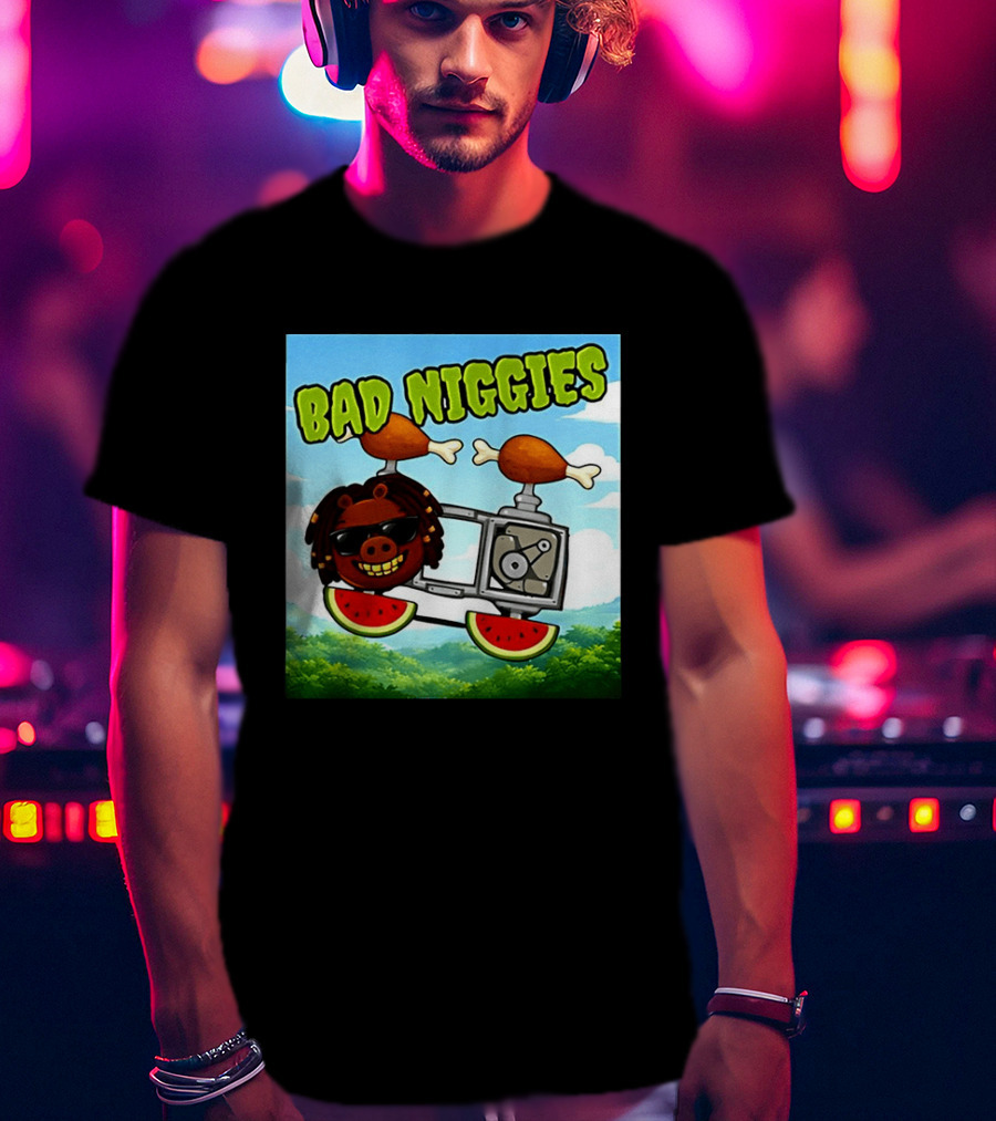 Bad Niggies Angry Birds Parody Flying Pig T-Shirt