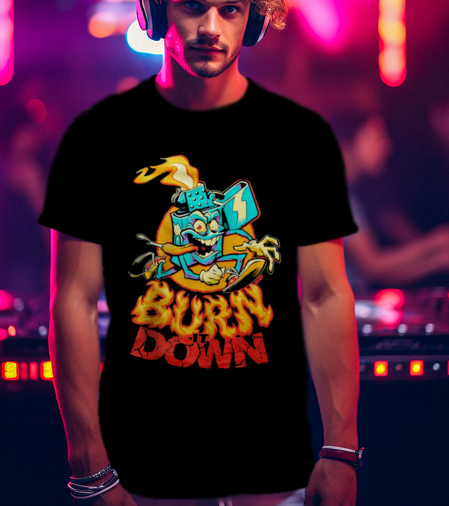Burn It Down Lighter Mascot With Flames T-Shirt