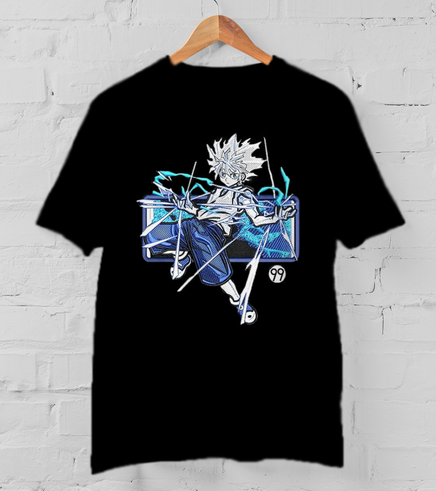 Hunter X Hunter Killua 99 Anime Graphic Manga Style Electric Aura T-Shirt