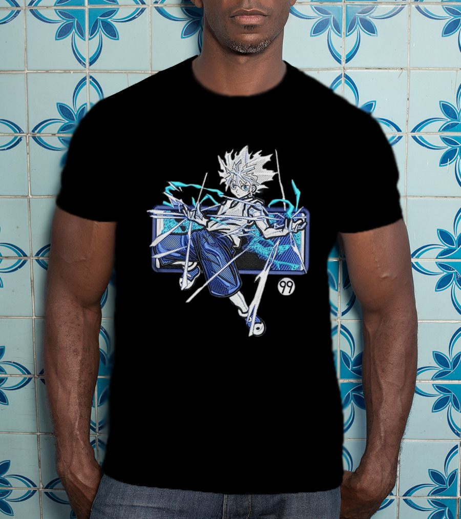 Hunter X Hunter Killua 99 Anime Graphic Manga Style Electric Aura T-Shirt