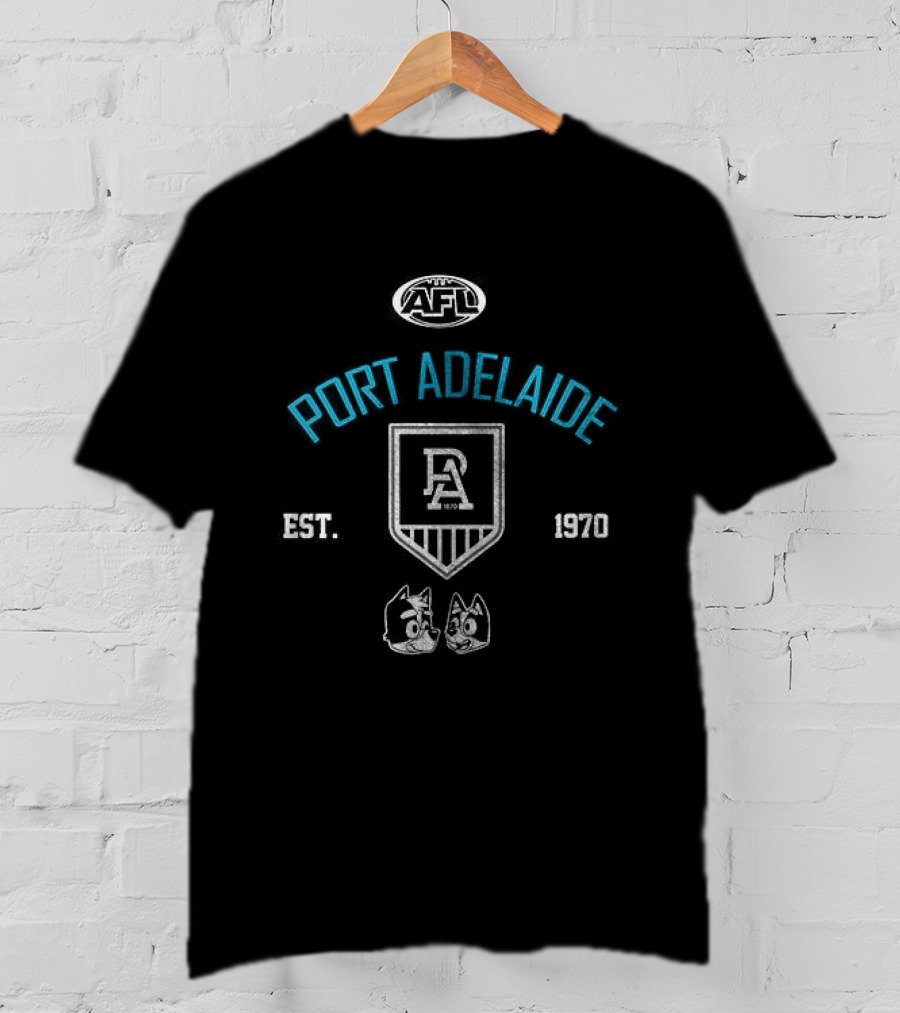 Port Adelaide AFL Blue Dog Cartoon Est 1870 T-Shirt