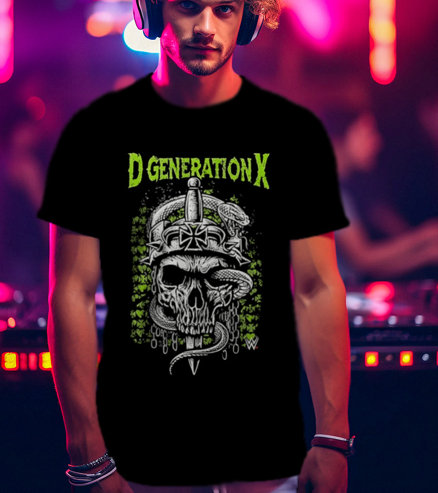D Generation X WWE Skull Snake Cross Dagger T-Shirt
