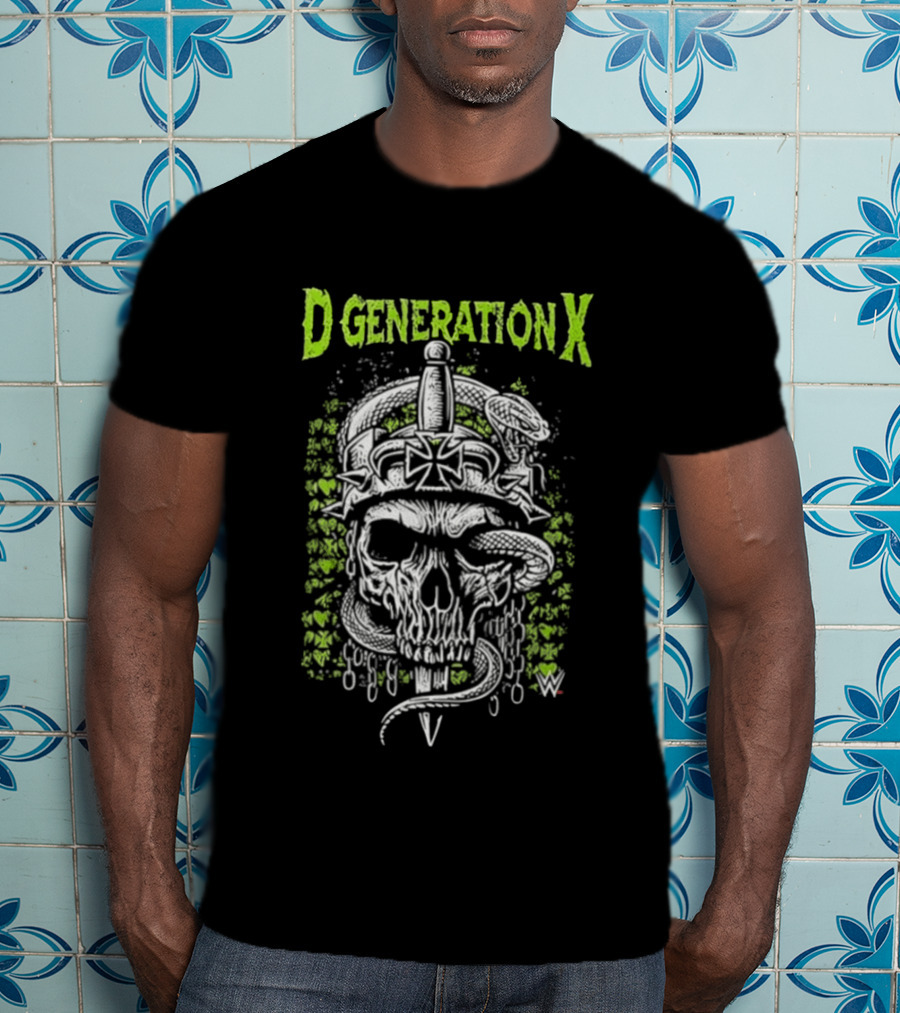 D Generation X WWE Skull Snake Cross Dagger T-Shirt
