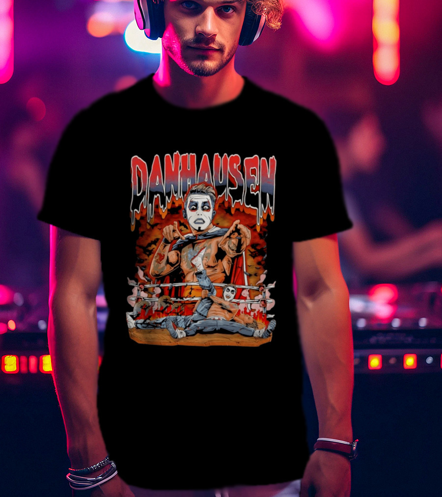 Danhausen Very Nice Very Evil Wrestling Bats Fire Ring Scene T-Shirt