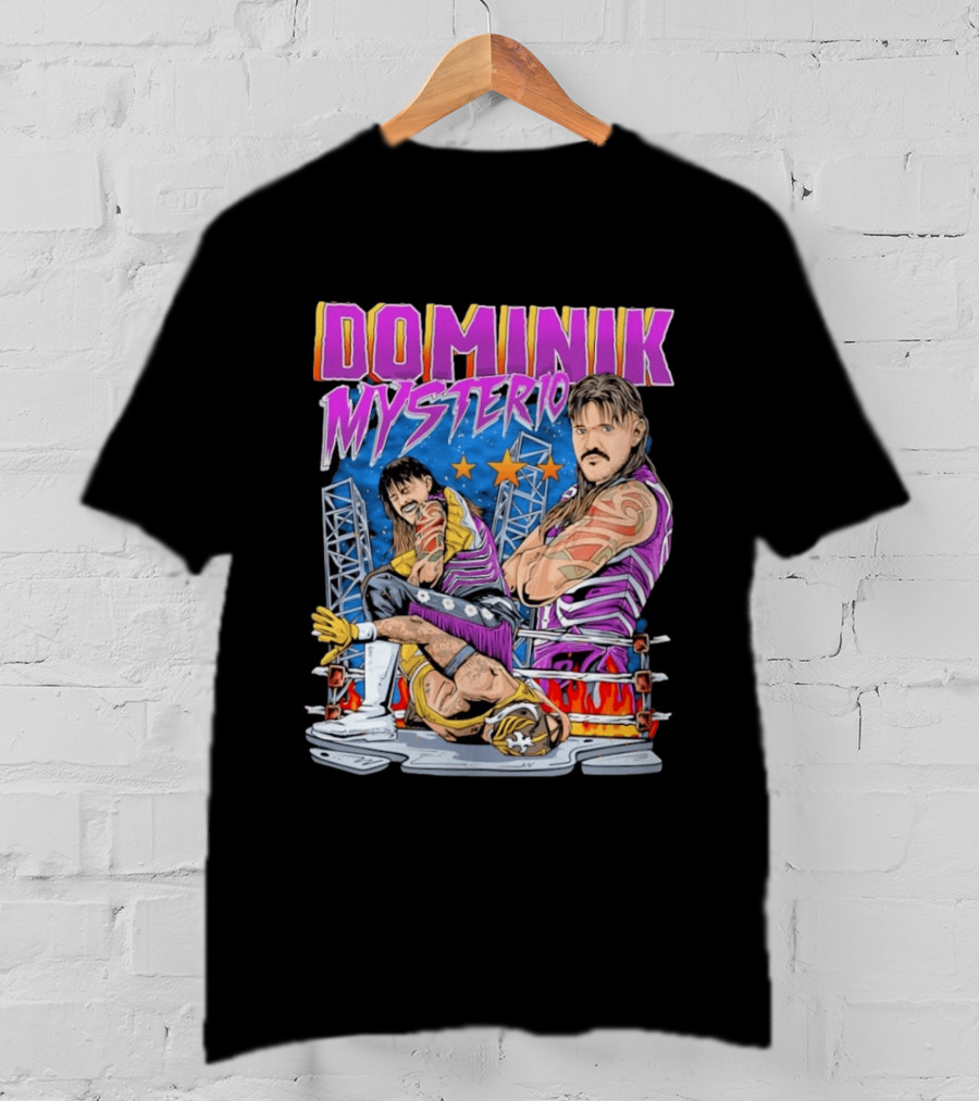Dominik Mysterio Wrestling Match Illustration Purple Star T-Shirt