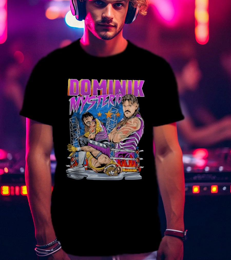 Dominik Mysterio Wrestling Match Illustration Purple Star T-Shirt