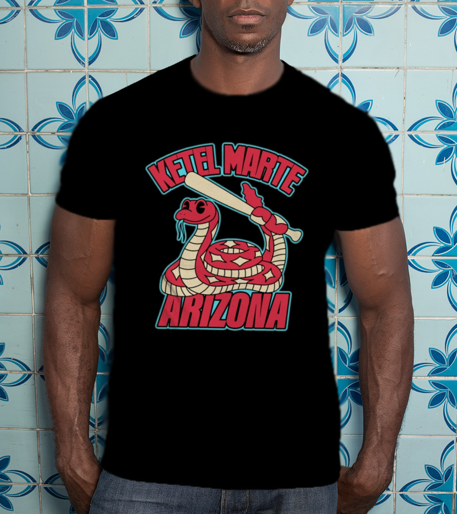 Ketel Marte Arizona Snake Cartoon With Baseball Bat T-Shirt