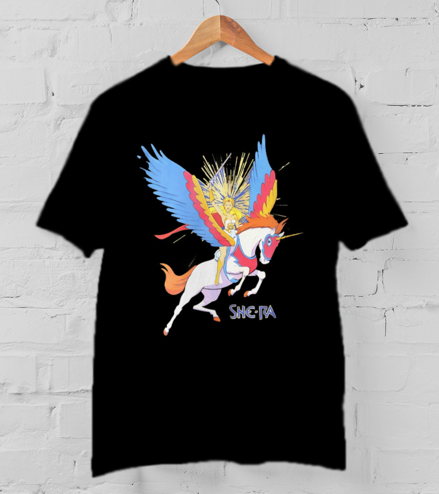 She Ra Riding Swift Wind Pegasus Unicorn Adventure T-Shirt