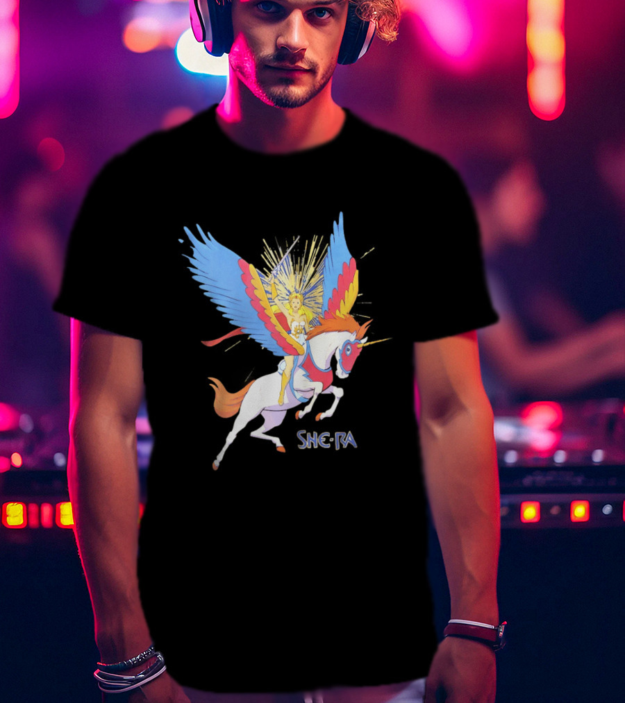 She Ra Riding Swift Wind Pegasus Unicorn Adventure T-Shirt