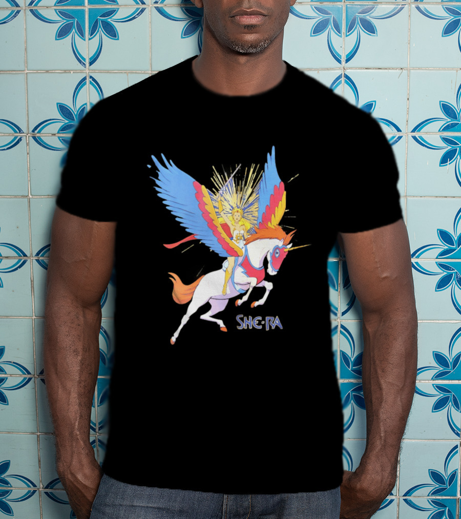 She Ra Riding Swift Wind Pegasus Unicorn Adventure T-Shirt