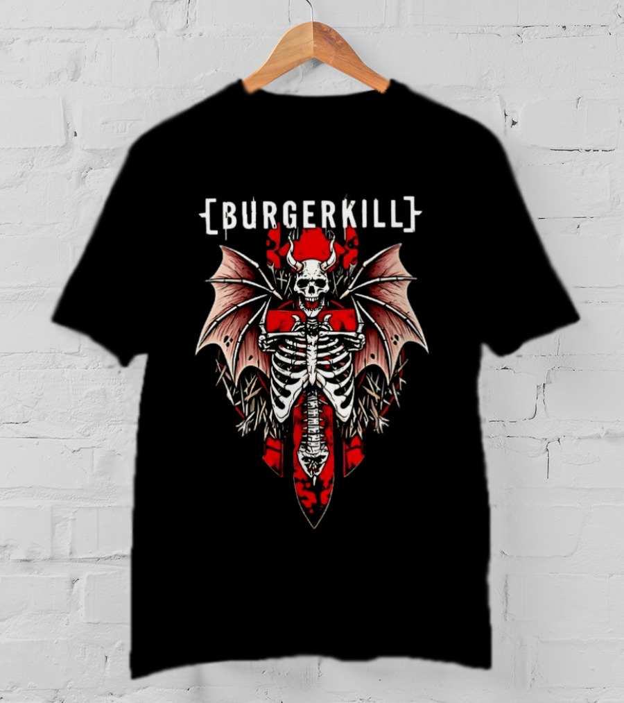 Burgerkill Skeleton Wings Red Demon Bat T-Shirt
