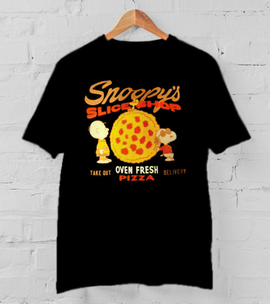 Snoopy's Slice Shop Oven Fresh Pizza Take Out Delivery T-Shirt