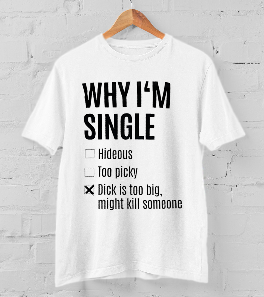 Why I'm Single Hideous Too Picky Dick Is Too Big Might Kill Someone T-Shirt
