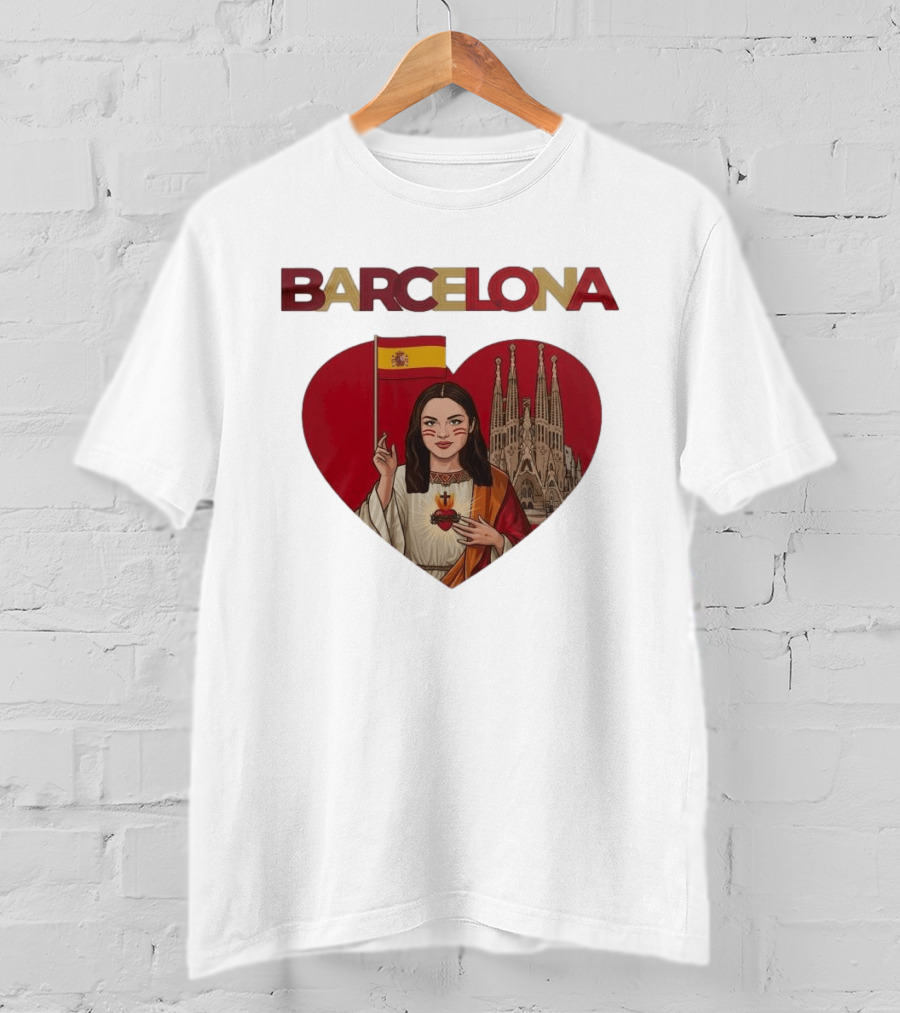 Barcelona Heart Flag Sagrada Familia Olivia Rodrigo Collaboration T-Shirt