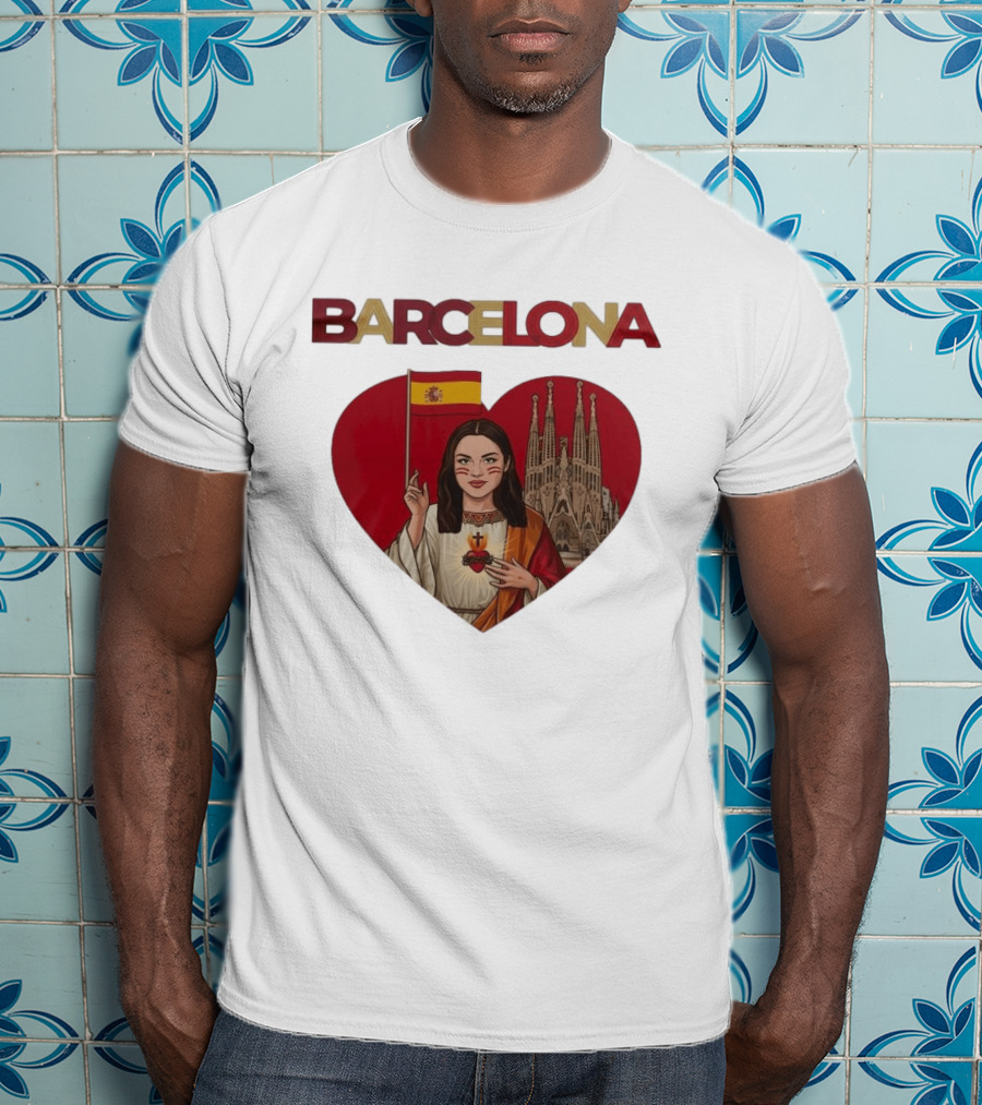 Barcelona Heart Flag Sagrada Familia Olivia Rodrigo Collaboration T-Shirt