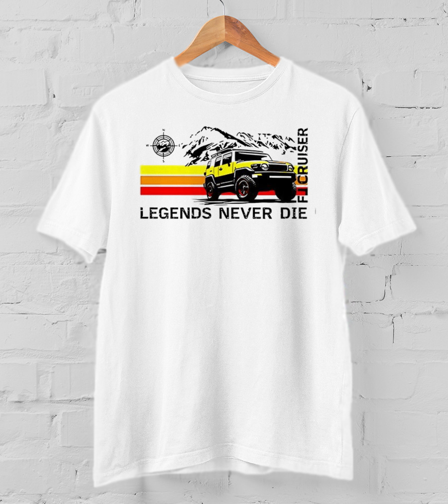 FJ Cruiser Legends Never Die Mountain Compass Sunset Adventure T-Shirt