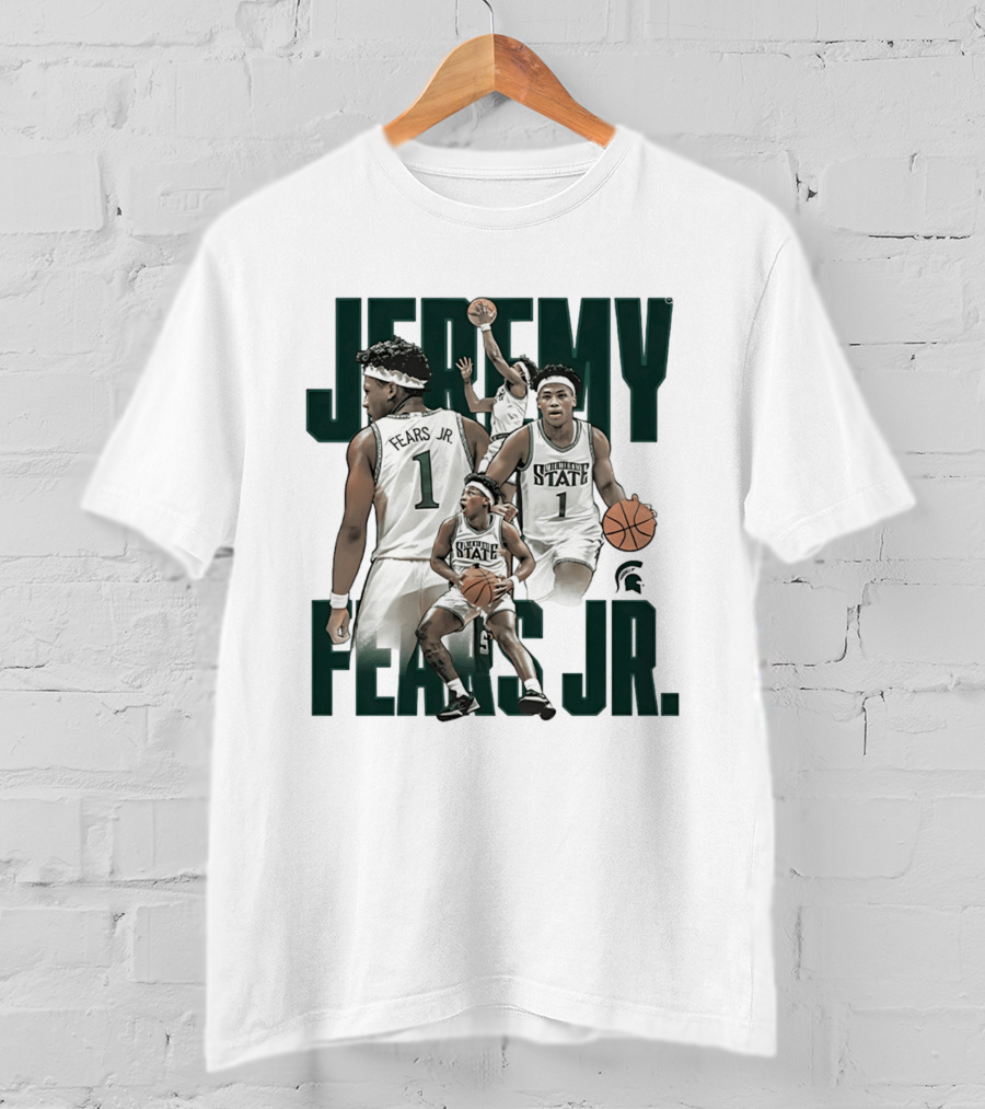 Jeremy Fears Jr Michigan State Spartans Basketball Player Collage T-Shirt