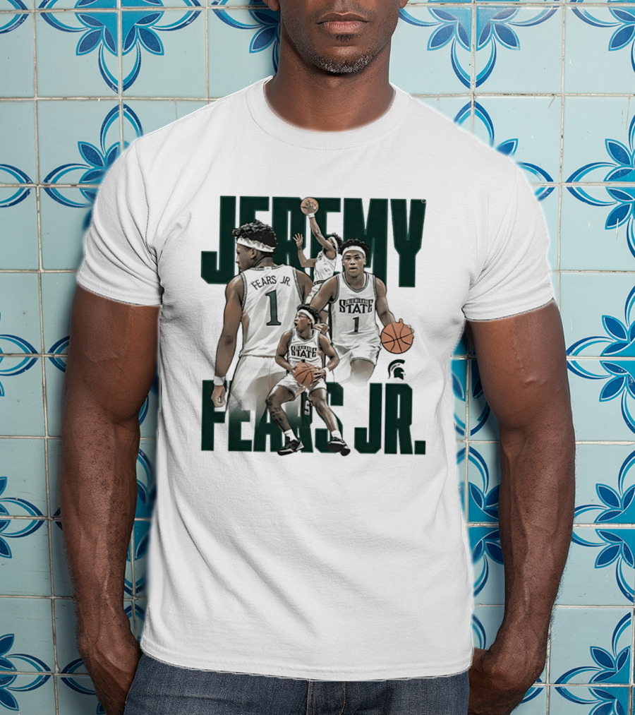Jeremy Fears Jr Michigan State Spartans Basketball Player Collage T-Shirt
