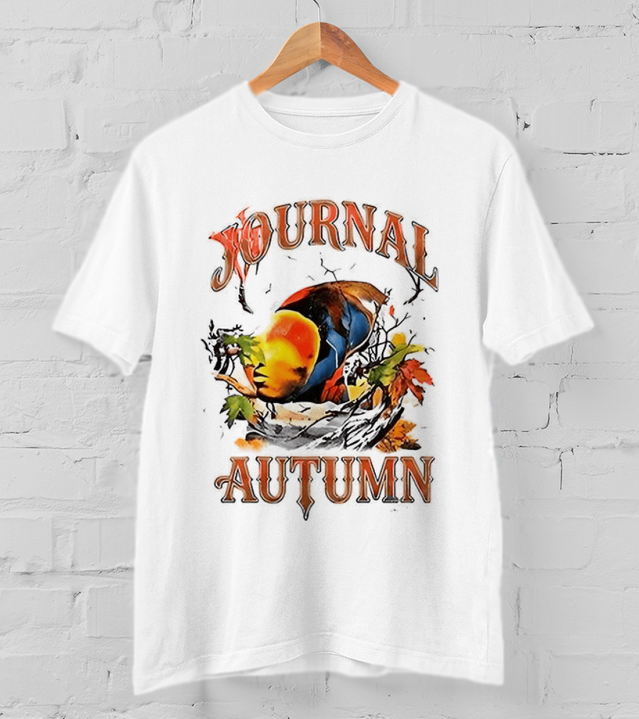 Journal Autumn Colorful Bird And Leaves T-Shirt