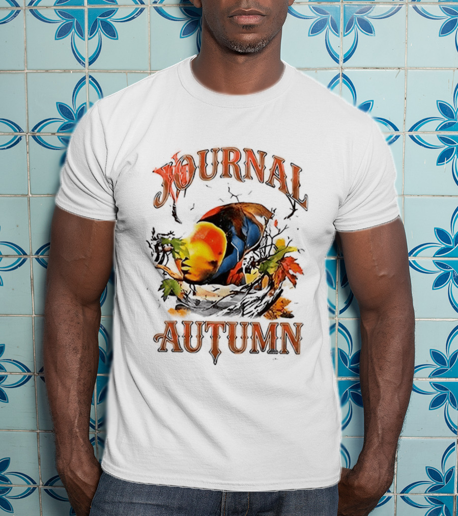 Journal Autumn Colorful Bird And Leaves T-Shirt