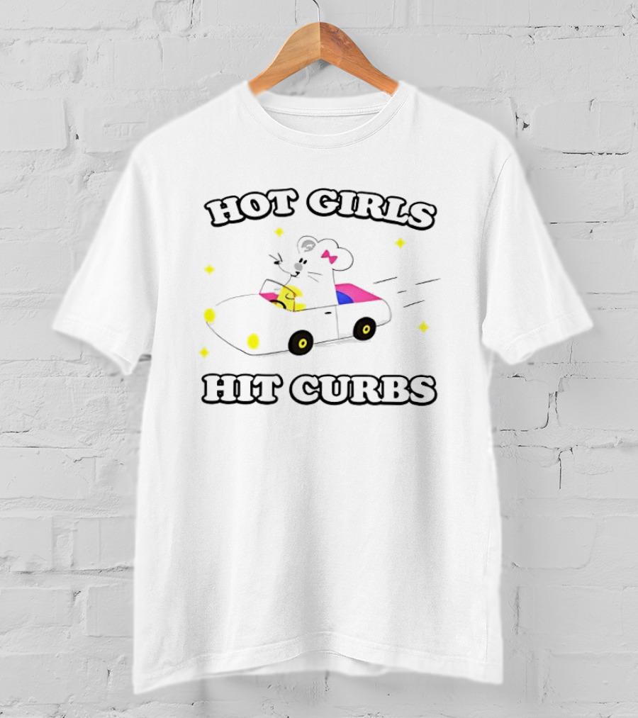 Hot Girls Hit Curbs Rat In Car With Pink Details T-Shirt