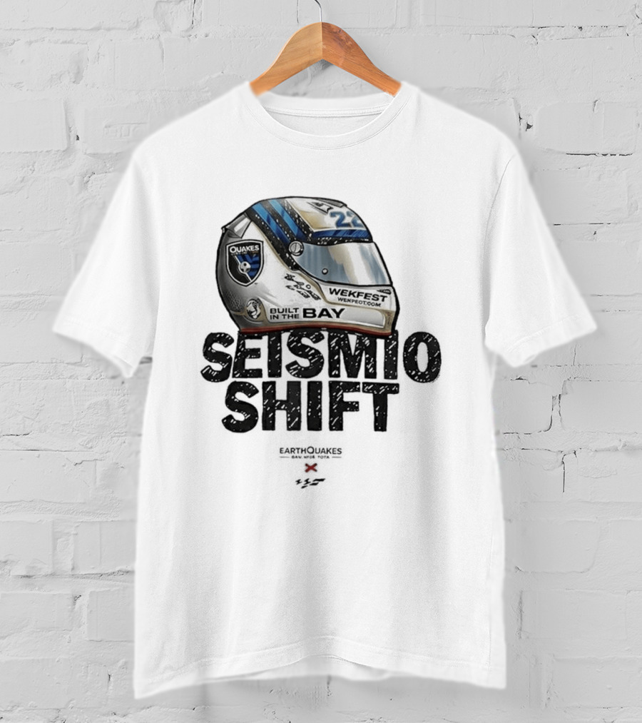 Seismic Shift San Jose Earthquakes Wekfest Helmet Built In The Bay T-Shirt