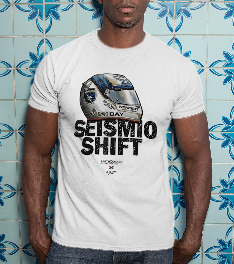Seismic Shift San Jose Earthquakes Wekfest Helmet Built In The Bay T-Shirt