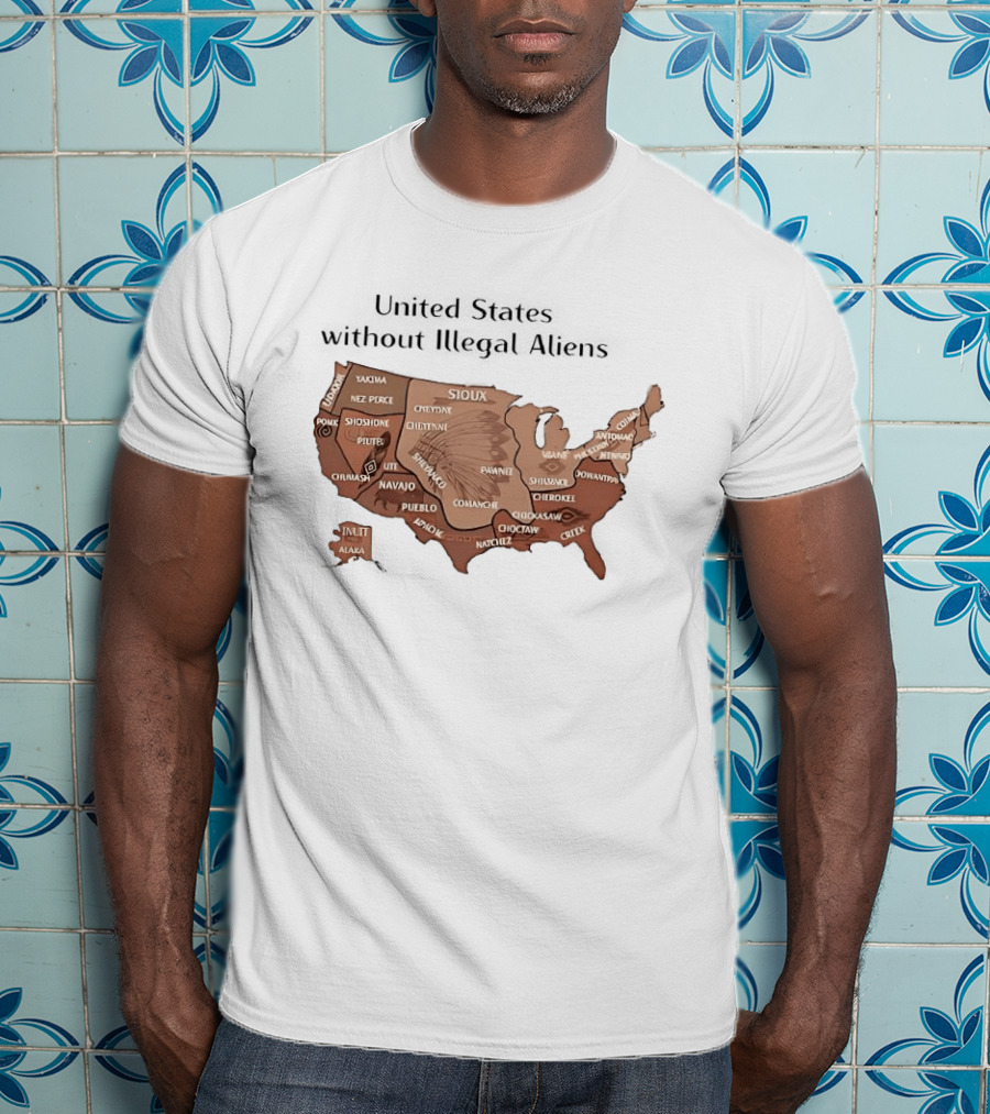 United States Map Featuring Native Tribes And Nations T-Shirt