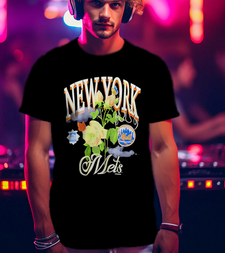 New York Mets Floral Baseball Mets T-Shirt