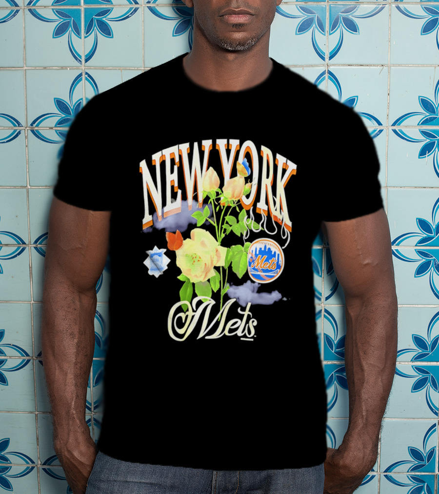 New York Mets Floral Baseball Mets T-Shirt