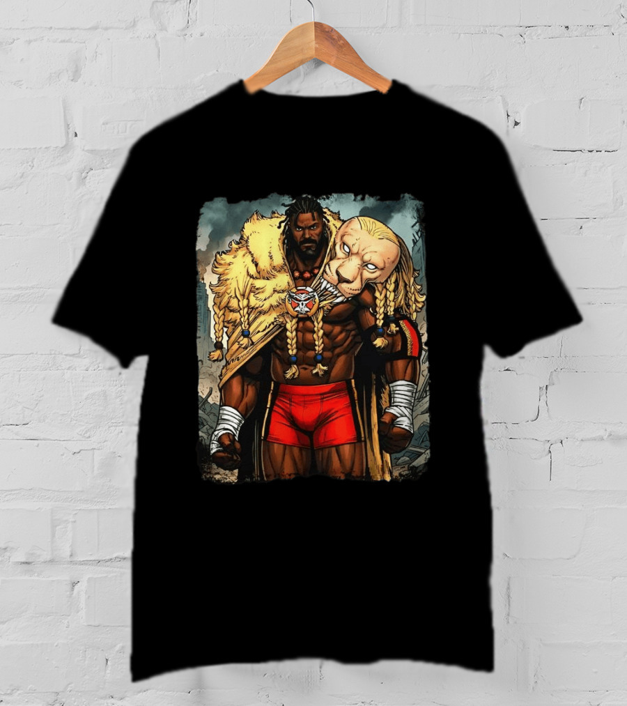 Oba Femi Lion's Strength WWE Red Shorts Fierce Warrior Costume T-Shirt