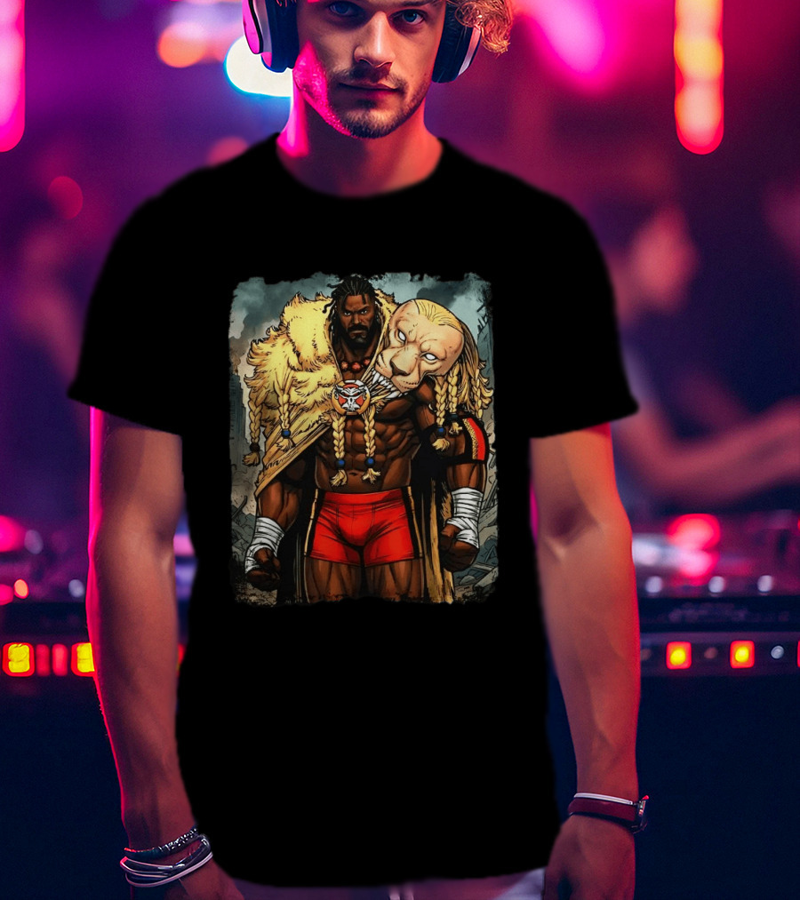Oba Femi Lion's Strength WWE Red Shorts Fierce Warrior Costume T-Shirt