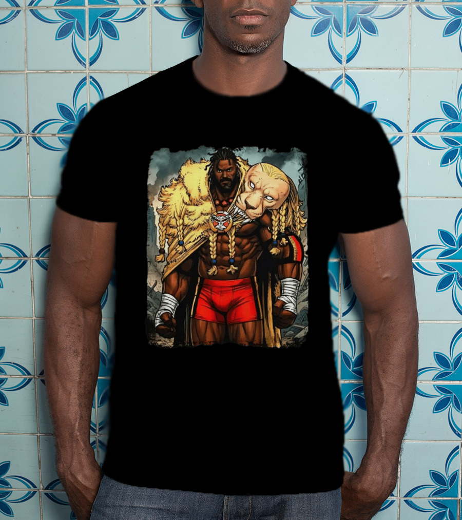 Oba Femi Lion's Strength WWE Red Shorts Fierce Warrior Costume T-Shirt