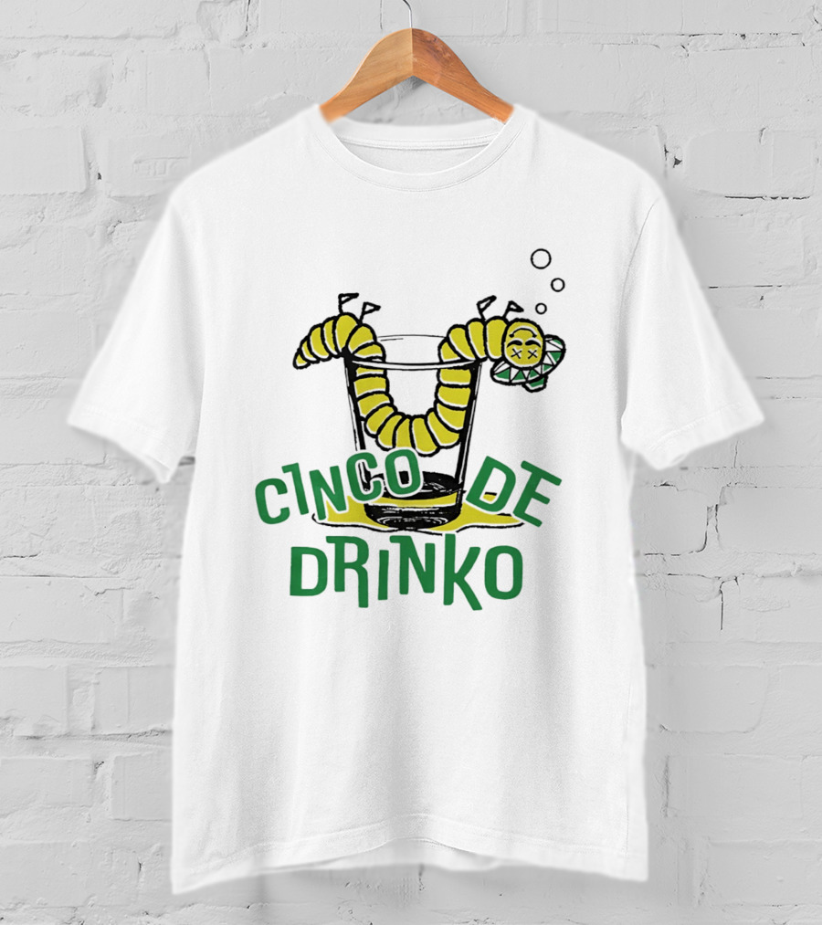 Cinco De Drinko Tequila Worm Drink Glass Bubbles T-Shirt