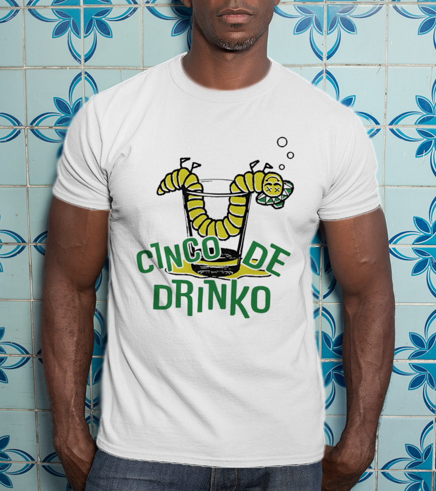 Cinco De Drinko Tequila Worm Drink Glass Bubbles T-Shirt