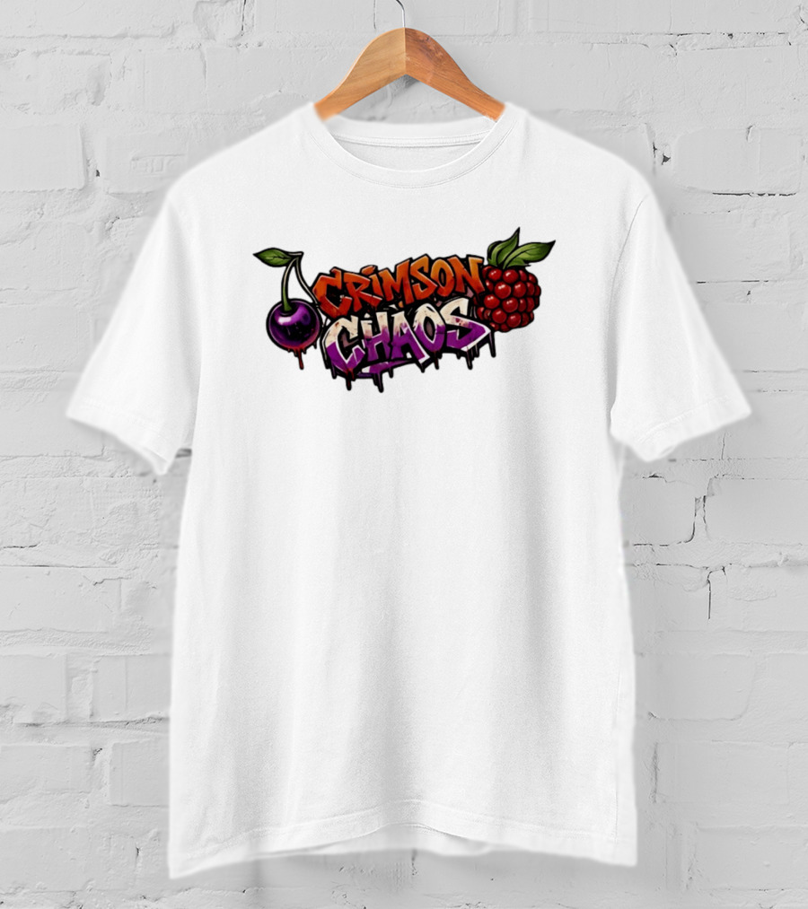 Crimson Chaos Fruits Cherry And Raspberry Graffiti T-Shirt