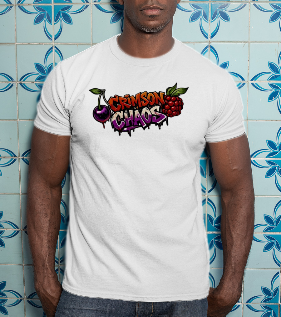 Crimson Chaos Fruits Cherry And Raspberry Graffiti T-Shirt