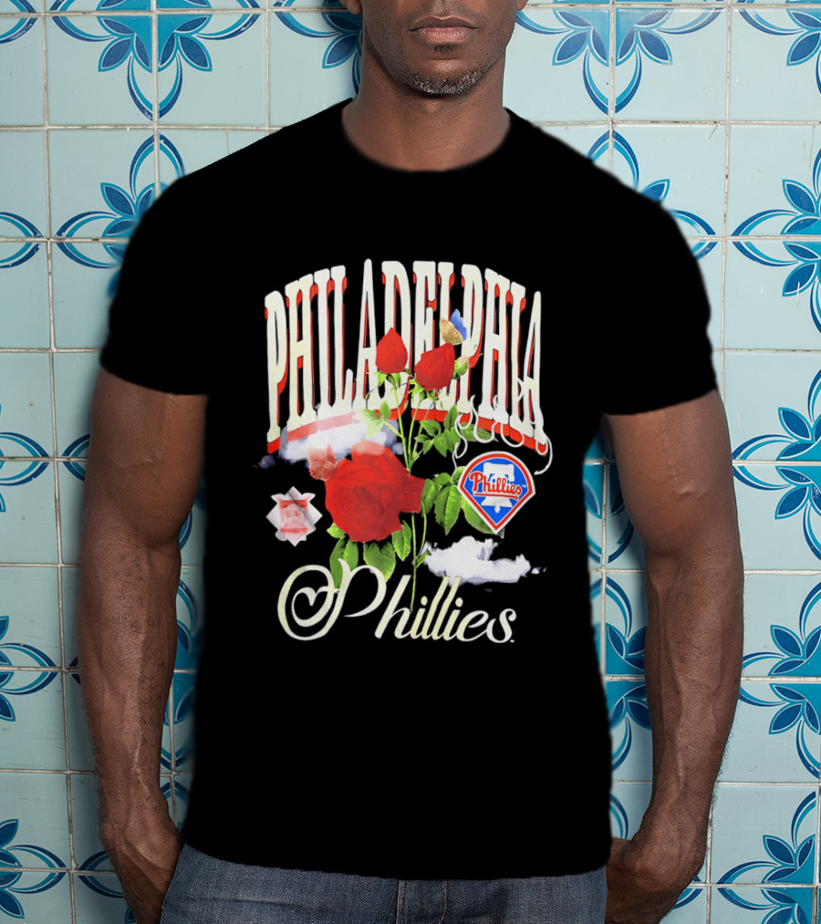 Philadelphia Phillies Roses And Clouds Vintage MLB Fan T-Shirt