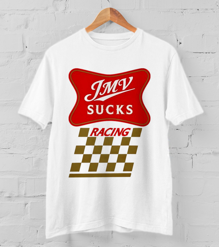 JMV Sucks Racing Checkered Flag Red And White T-Shirt