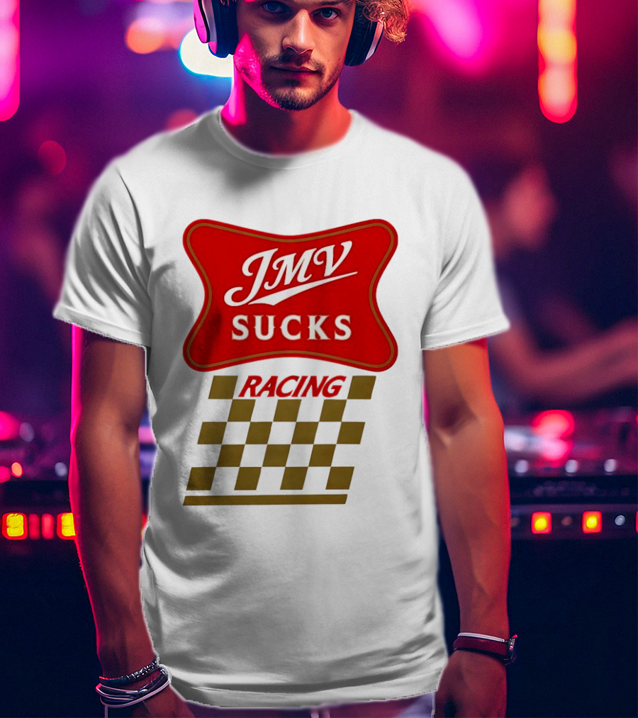 JMV Sucks Racing Checkered Flag Red And White T-Shirt