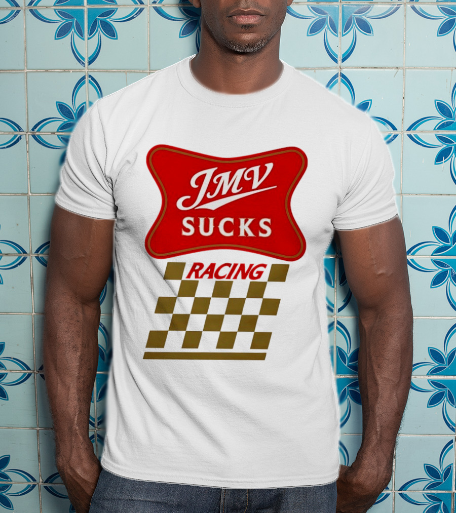 JMV Sucks Racing Checkered Flag Red And White T-Shirt